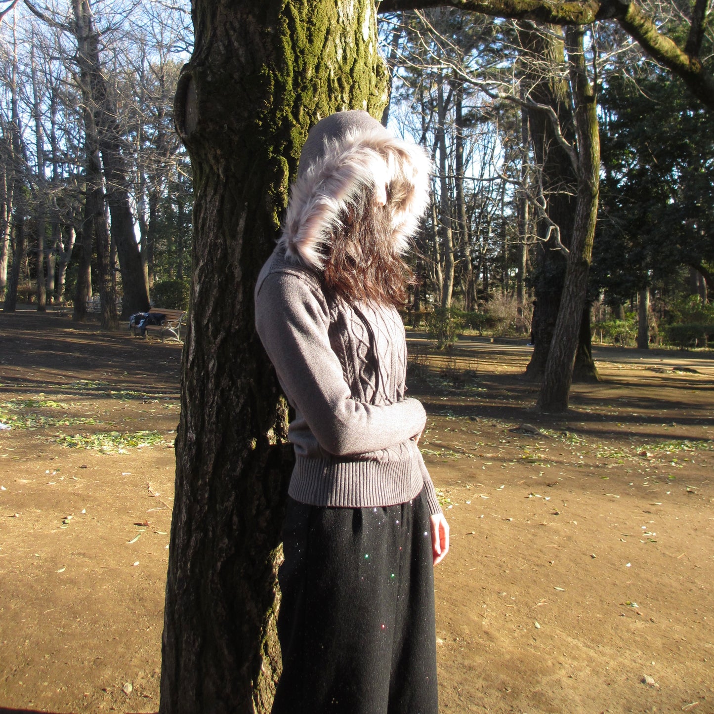 cable fur double-zip hoodie