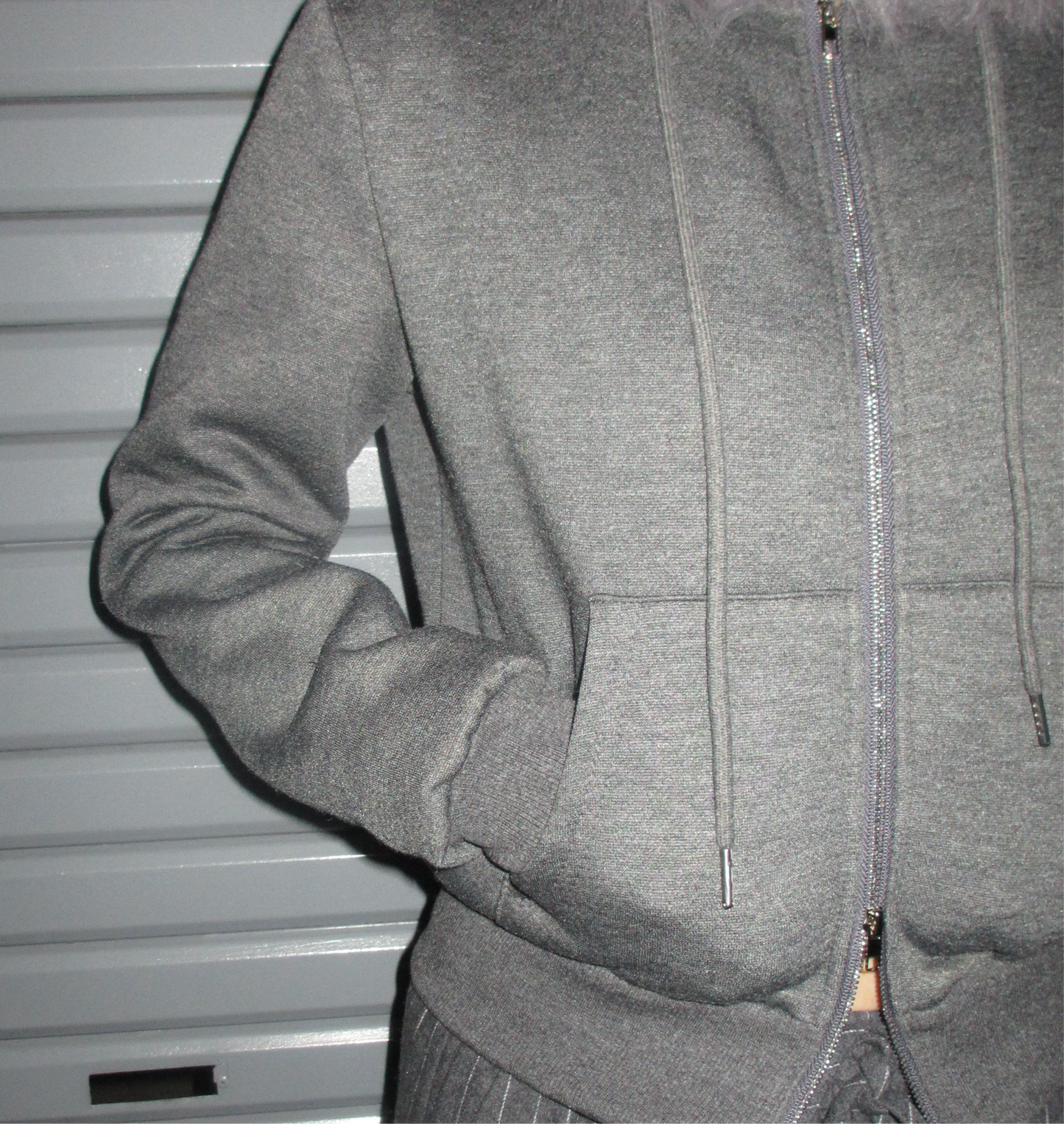 minimal fur double-zip hoodie