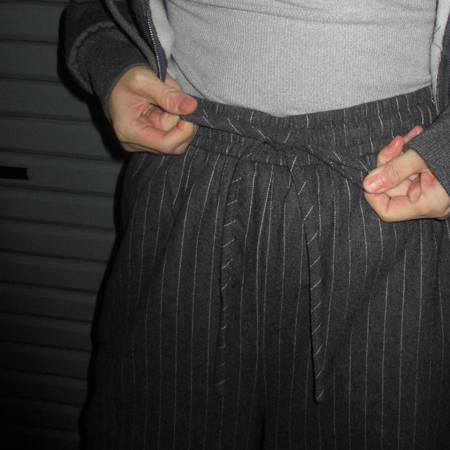 stripe wool relax pants