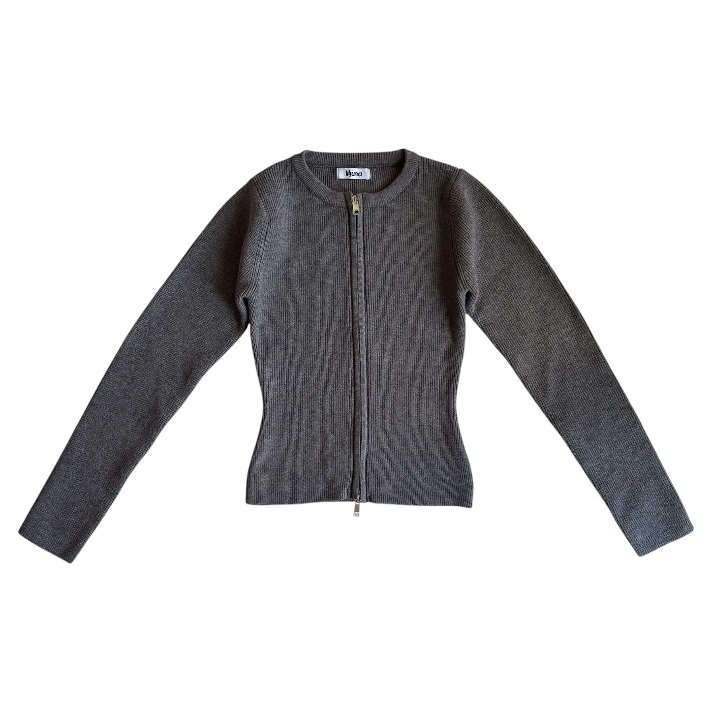 minimal double-zip cardigan