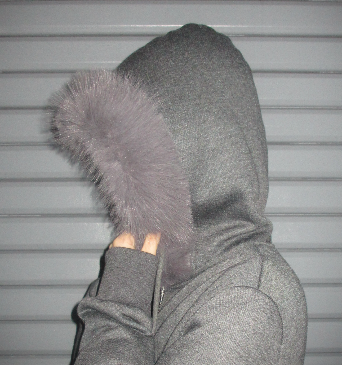 minimal fur double-zip hoodie