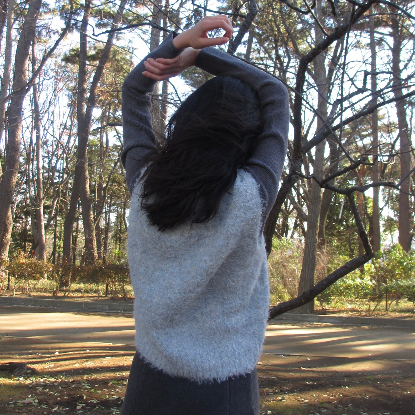 gray shaggy mix knit vest