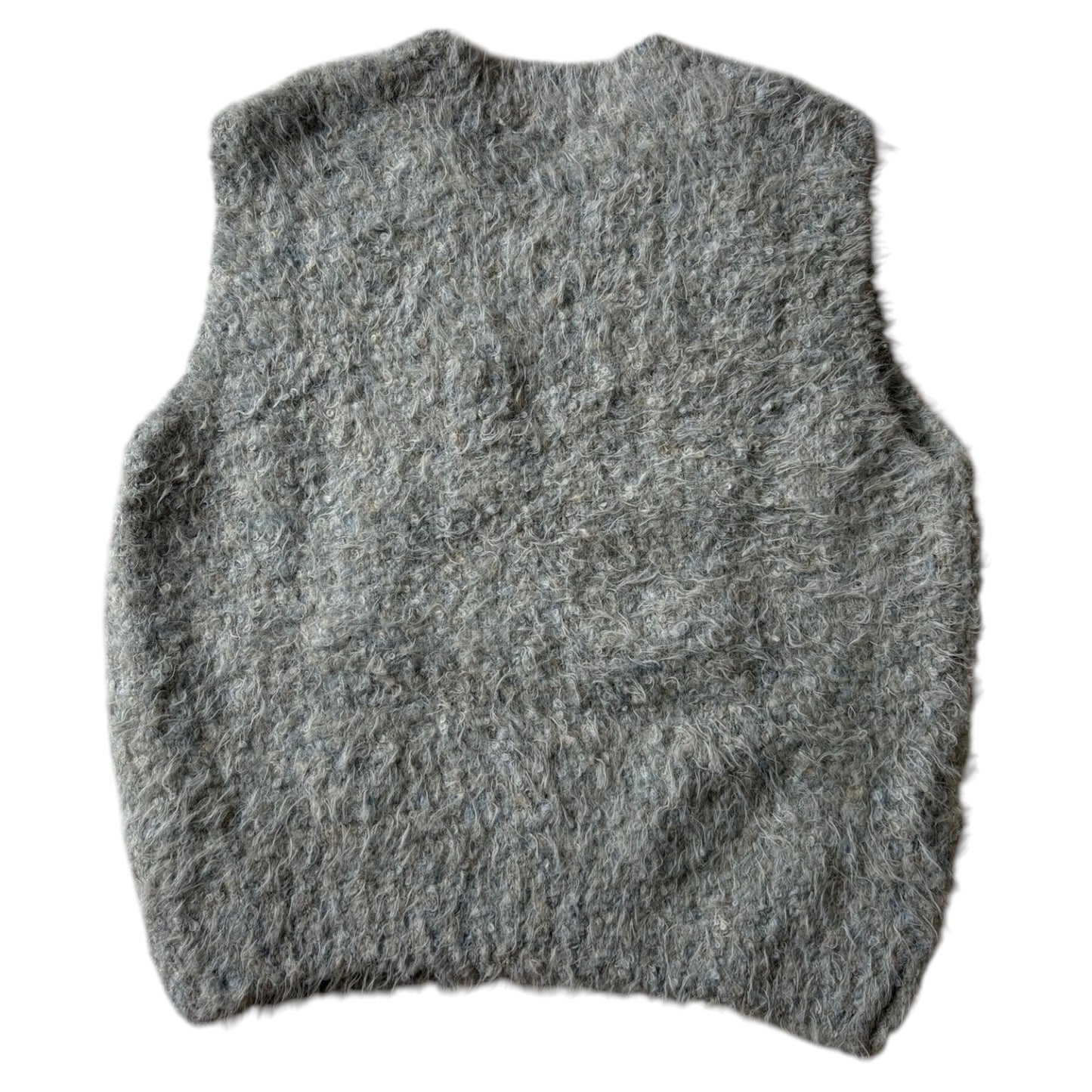 gray shaggy mix knit vest