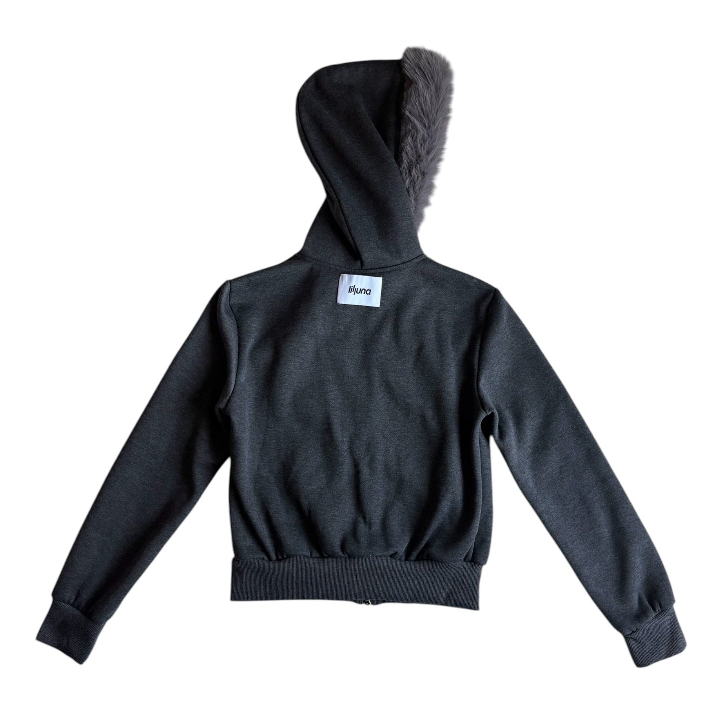 minimal fur double-zip hoodie