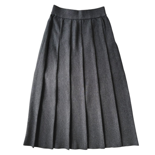 gray pleats midi skirt