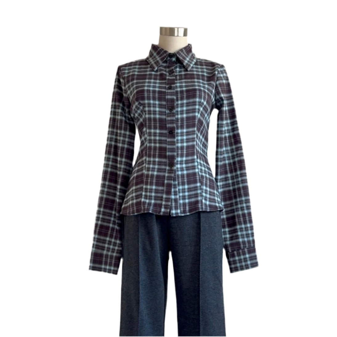 shaped checked shirt