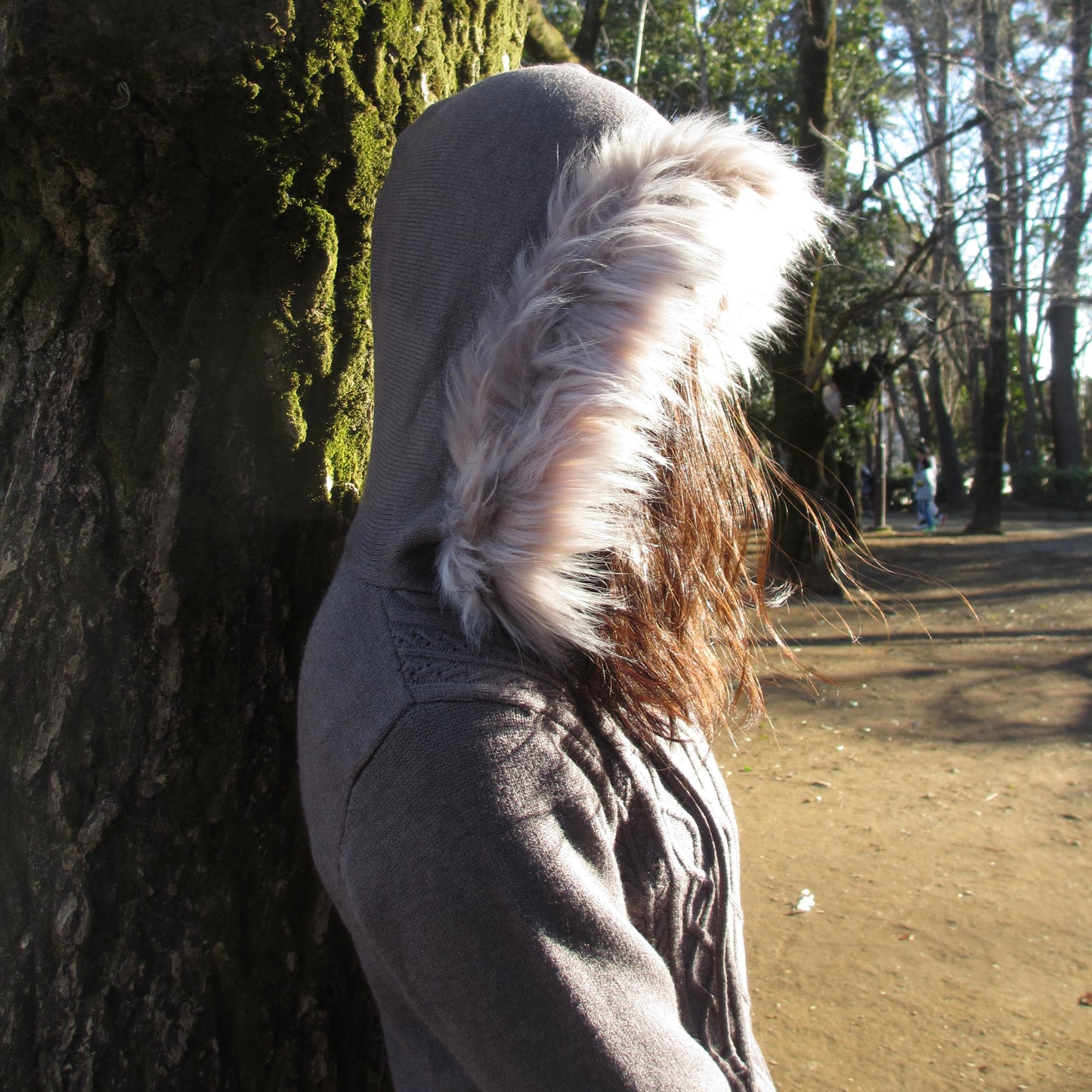 cable fur double-zip hoodie