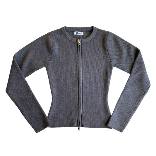 minimal double-zip cardigan