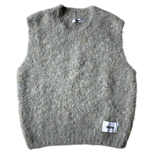 gray shaggy mix knit vest