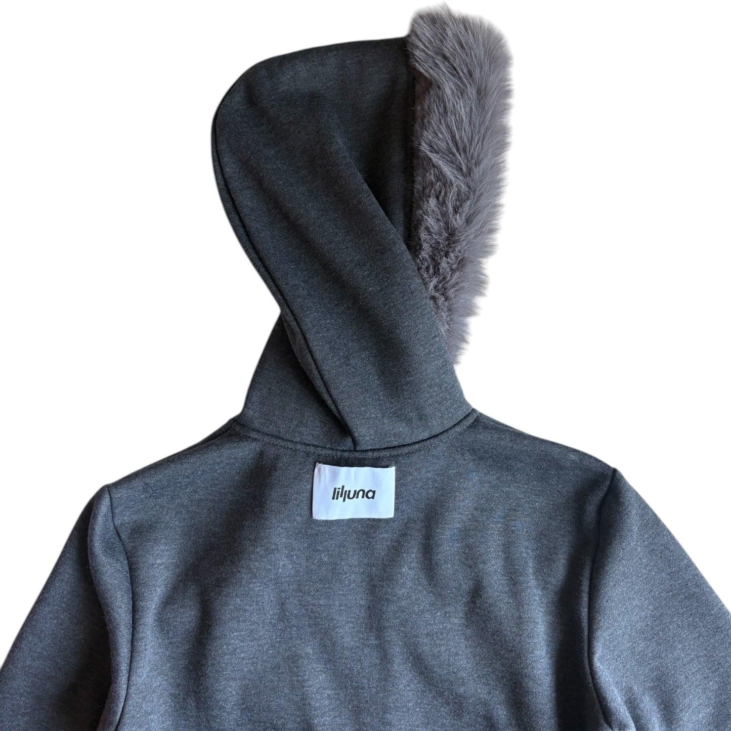 minimal fur double-zip hoodie
