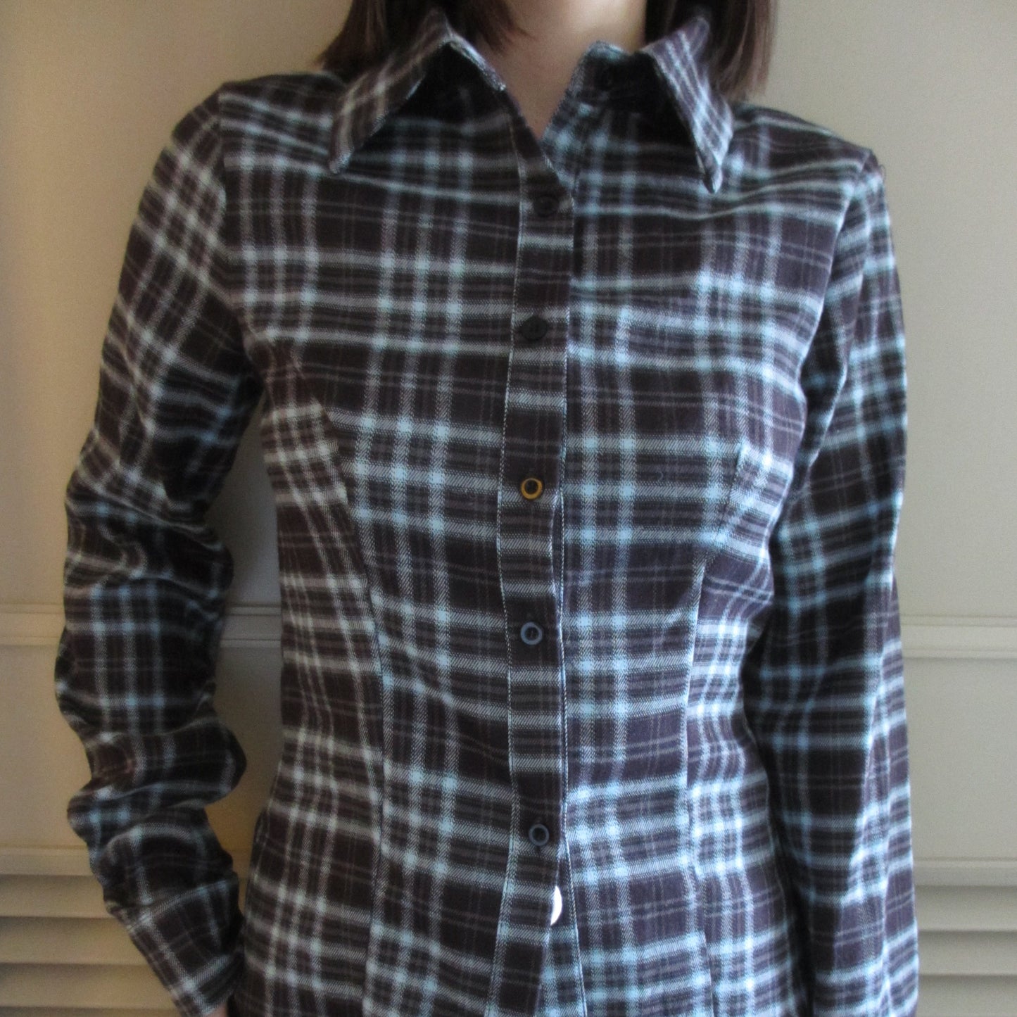 shaped checked shirt