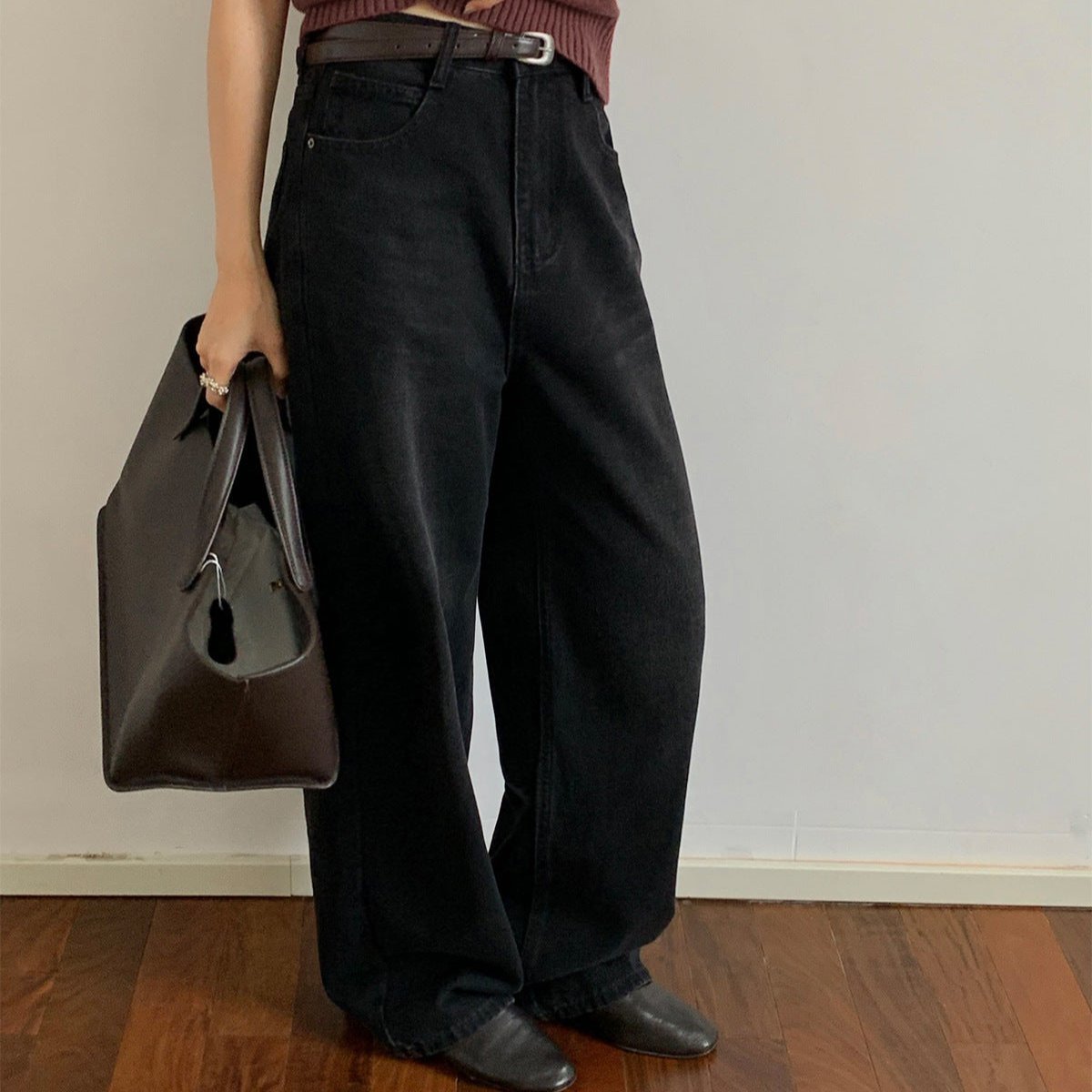baggy black denim pants